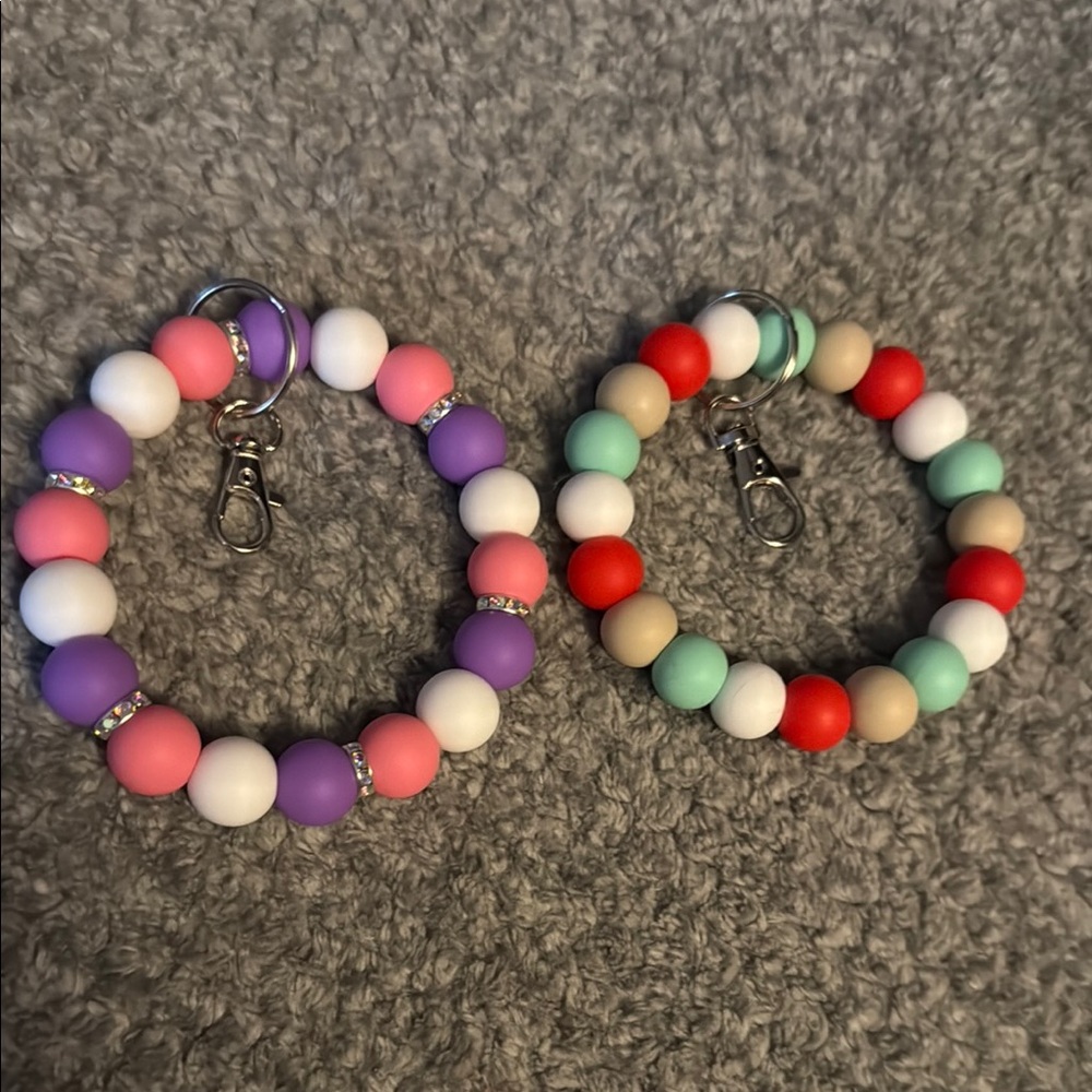 Colorful Beaded Kids Keychain Set